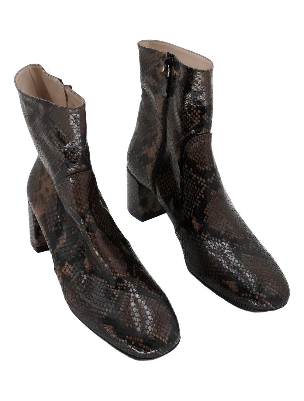 Maeve Snakeskin Print Ankle Booties 2.5" Block Heel Size 8B